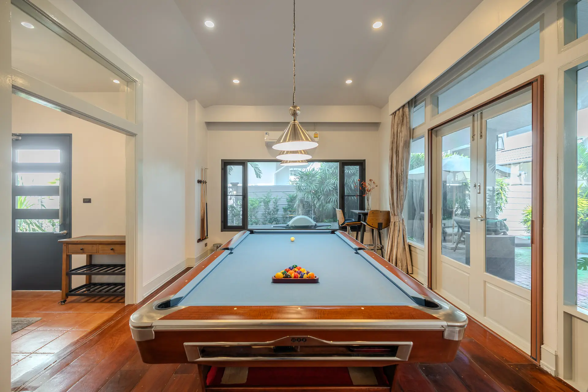 Billiards table in the games room at Villa Oasis